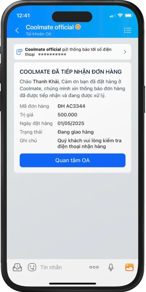 Xác nhận đơn hàng - Mẫu 1
