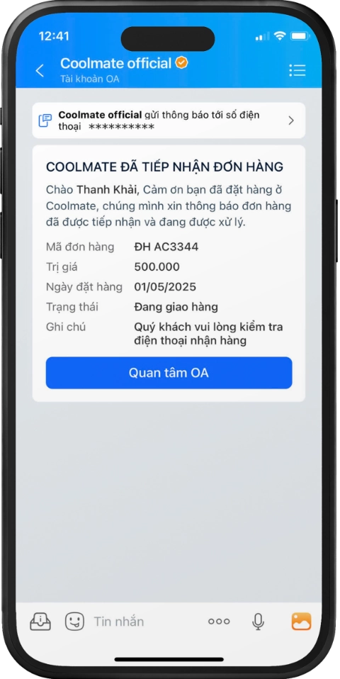Xác nhận đơn hàng - Mẫu 1